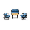 IDIYA COMPTON INDOOR/ COVERED OUTDOOR SOFA SET WITH COFFEE TABLE, Blue