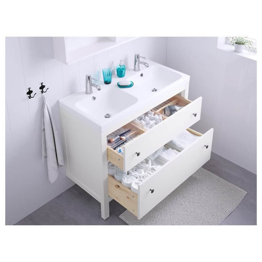 HEMNES Wash-Stand with 2 Drawers, White, 100X47X83 cm