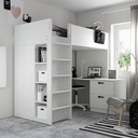 SMASTAD Loft Bed White White-With Desk with 3 Drawers 90X200 cm