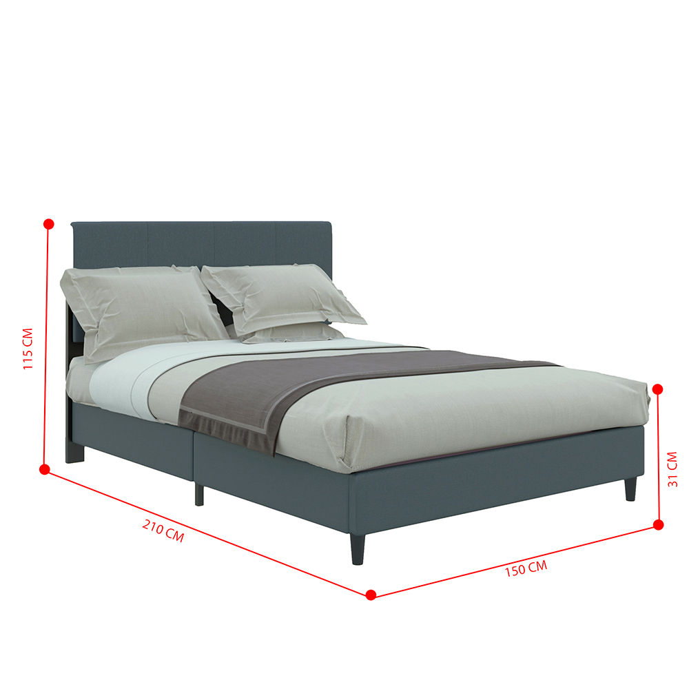 Idiya GABORONE Queen Bed Frame| Upholstered| Grey| High Headboard