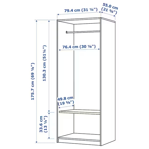 KLEPPSTAD Wardrobe with 2 Doors White 79X176 cm