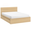 IKEA Malm bed frame, high, with 2 storage boxes, white stained oak veneer, queen size