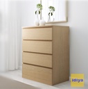 IKEA MALM Chest of 4 drawers, white stained oak veneer 80x101cm,lowboy