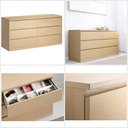 IKEA MALM Chest of 6 drawers, white stained oak veneer, low boy