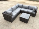 ABIDJAN 4PCS RATTAN OUTDOOR FURNITURE CORNER SOFA SET, MIX GREY