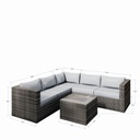 ABIDJAN 4PCS RATTAN OUTDOOR FURNITURE CORNER SOFA SET, MIX GREY