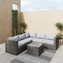 ABIDJAN 4PCS RATTAN OUTDOOR FURNITURE CORNER SOFA SET, MIX GREY