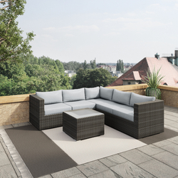ABIDJAN 4PCS RATTAN OUTDOOR FURNITURE CORNER SOFA SET, MIX GREY