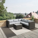 ABIDJAN 4PCS RATTAN OUTDOOR FURNITURE CORNER SOFA SET, MIX GREY