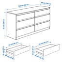 IKEA KULLEN Chest of 6 Drawers,black-brown, 140x72 cm