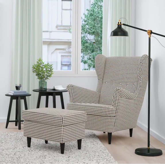 Ikea STRANDMON Wing chair, Vibberbo black-beige