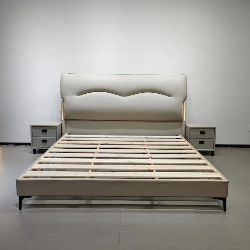 CHARLOTTE Bed, Cream, Pine Wood