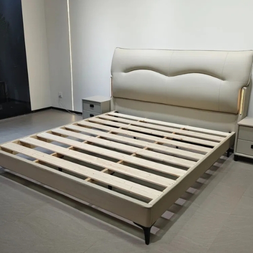 CHARLOTTE Bed, Cream, Pine Wood
