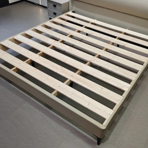 CHARLOTTE Bed, Cream, Pine Wood