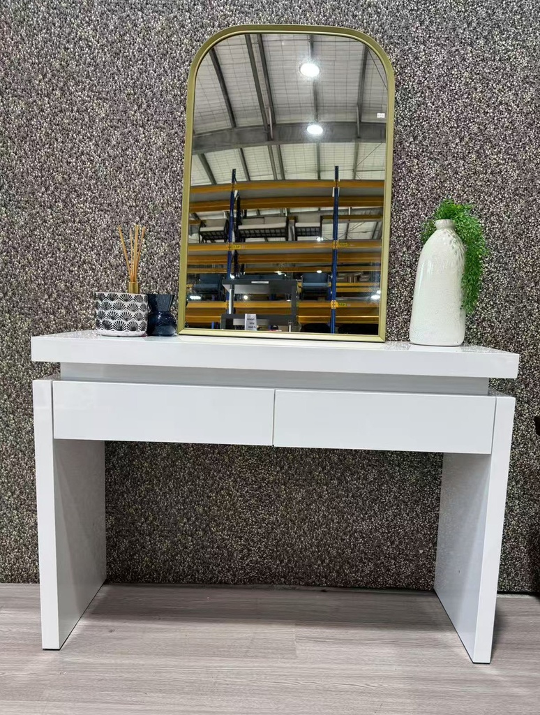 Aspen console table with 2 drawers and LED lighting, White High Gloss