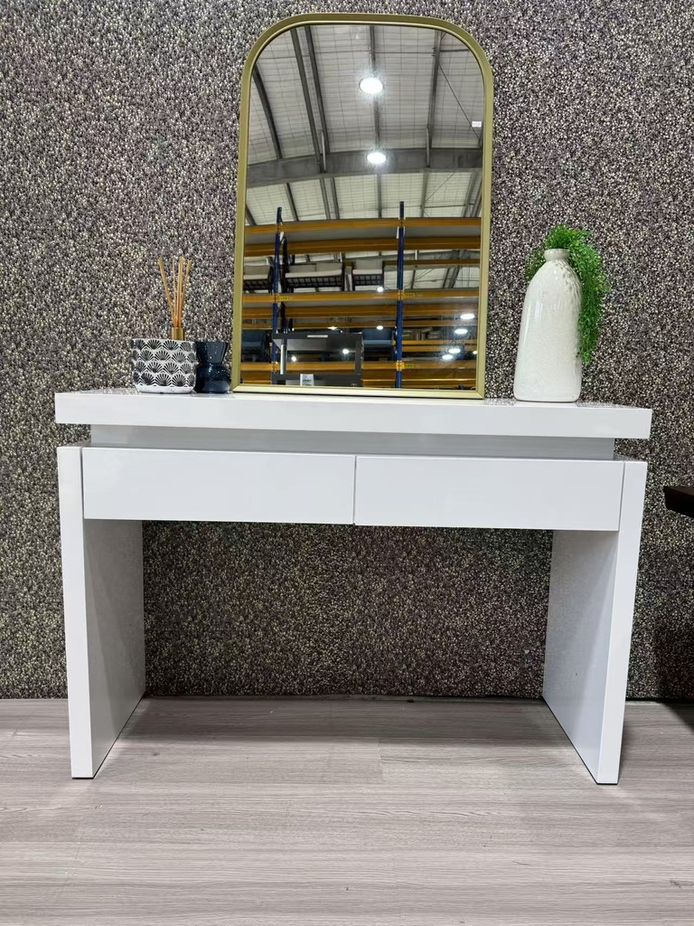 Aspen console table with 2 drawers and LED lighting, White High Gloss