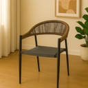REDCLIFFE 
SET OF 2 CHAIR & 1 TABLE, black frame,  brown rope , gray seating