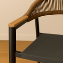 REDCLIFFE 
SET OF 2 CHAIR & 1 TABLE, black frame,  brown rope , gray seating