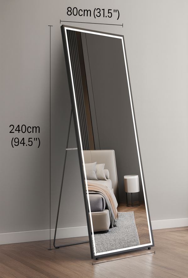 Bella Dressing LED Mirror, White,2.4m Tall