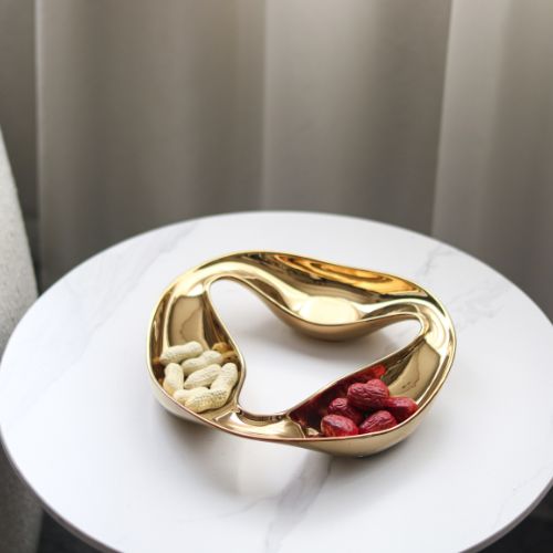 Triple Spiral Fruit Plate - Gold