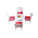 MANDURAH outdoor 4 CHAIR & 1 TABLE, dotted white