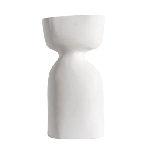Missishipi Ivory Smooth Hourglass Vase with Waist-Cut Design
