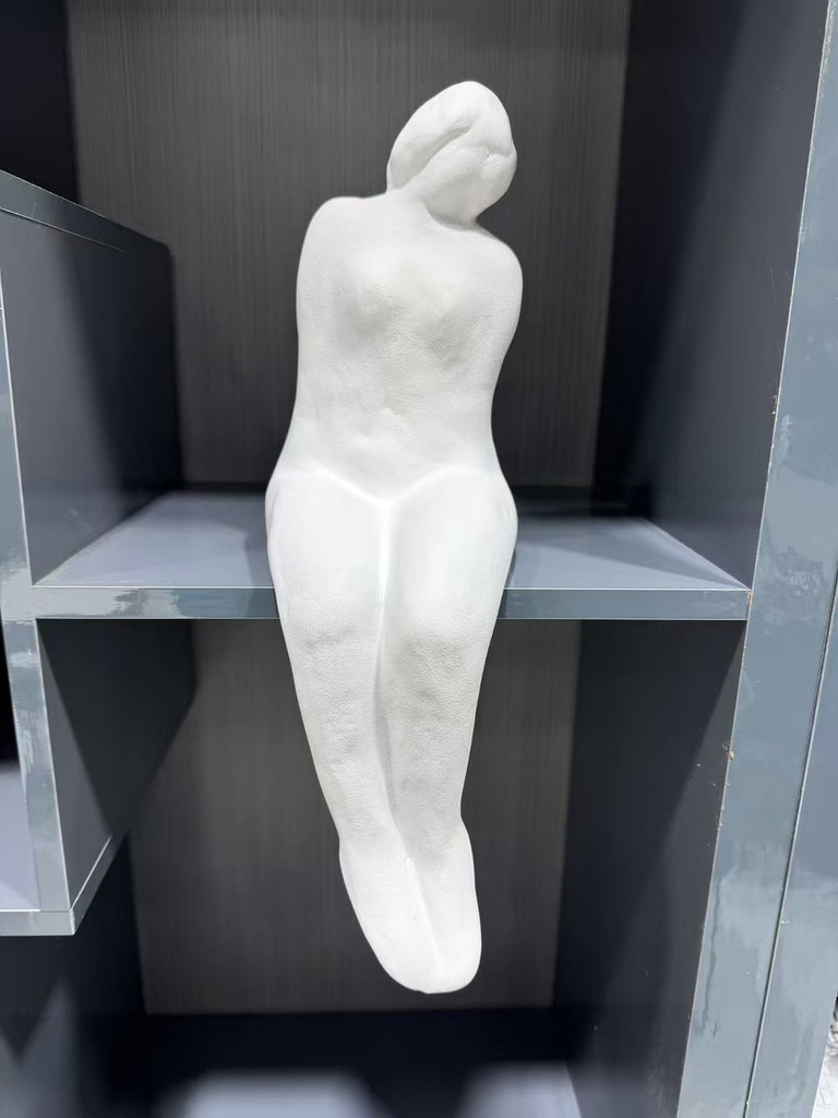 Rioshizon White Abstract Sitting Figure with Black & White Transformation Base