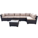 Obshiman Coffee Sofa Set with Coffee Table, Brown
