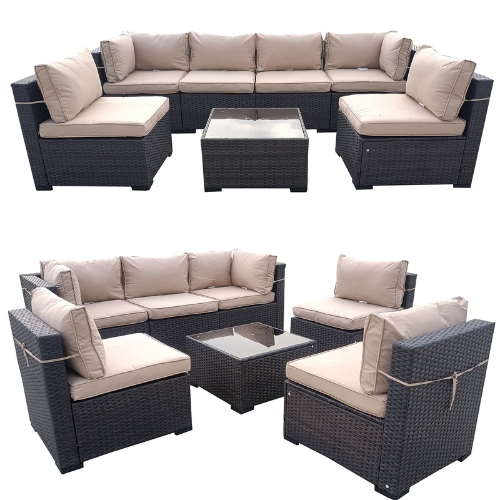Obshiman Coffee Sofa Set with Coffee Table, Brown