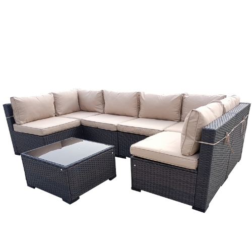 Obshiman Coffee Sofa Set with Coffee Table, Brown
