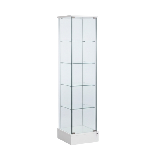 Yangman Frameless Glass Display Case, white