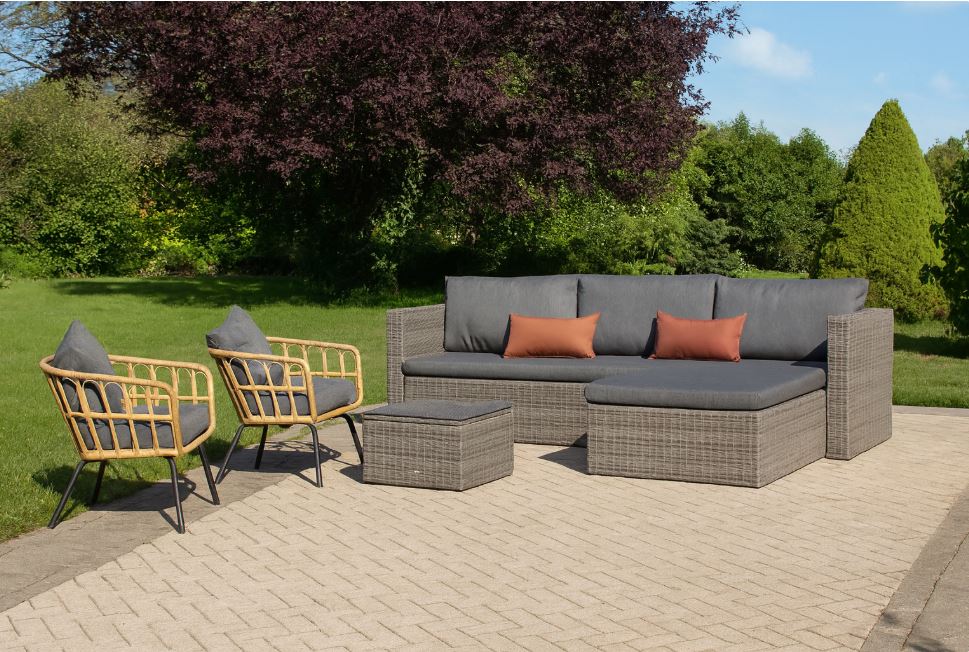 Volgachiran Outdoor Sofa Set, Grey