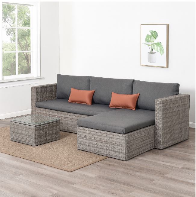 Volgachiran Outdoor Sofa Set, Grey