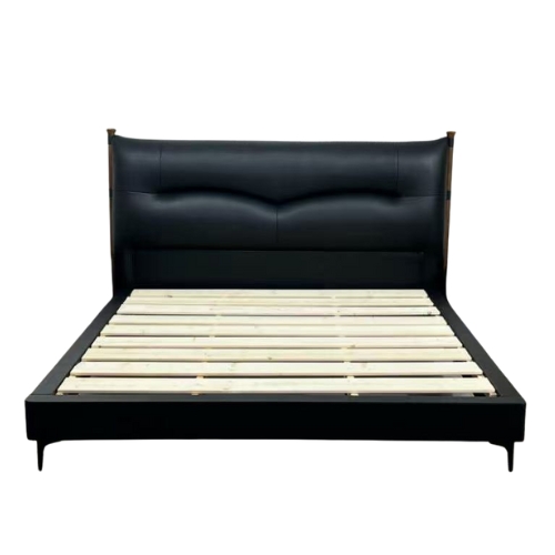 Sanyamdu Bed with 2 Bedside Tables Combo,Queen size,Black,Pu leather