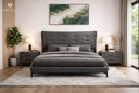 Tanakongbi Bed with 2 bedside tables, Queen Size,D.grey