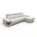 Zamlonga Zero-Back Wall-Mounted, left-functional sofa+stool, Light Grey
