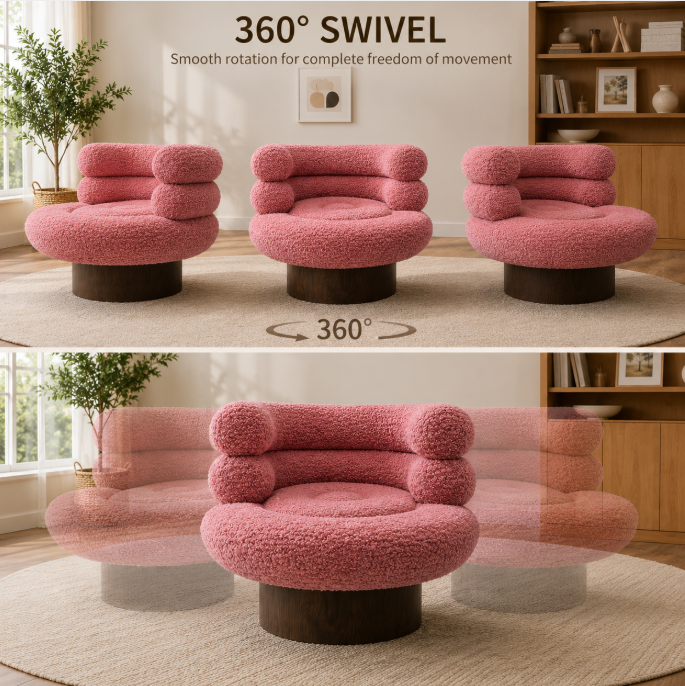 Sanngayam Lounge Chair, Swivel Armchair,Pink