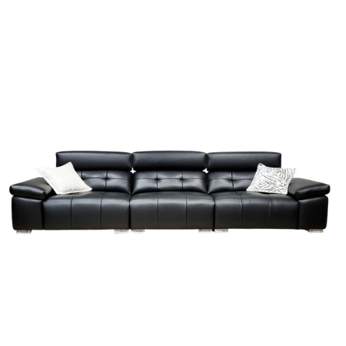 Gangatarayam PU Leather Sofa Combo(3 seater+2 seater+2 stools) Matte Black