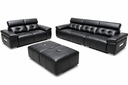 Gangatarayam PU Leather Sofa Combo(3 seater+2 seater+2 stools) Matte Black