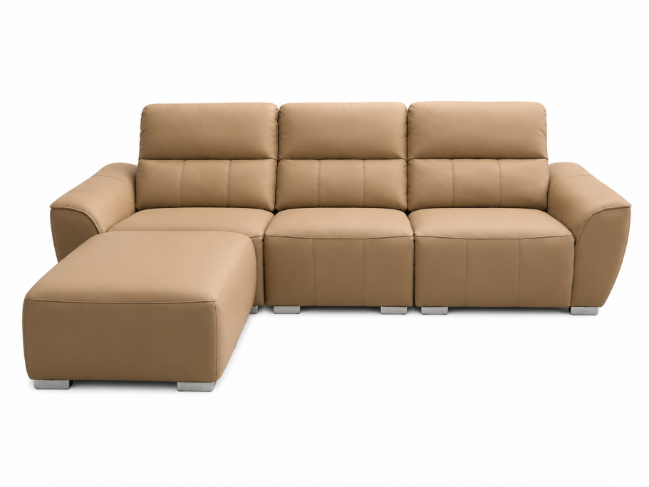 Taptipibi Recliner Sofa with Free Stool, Light Brown