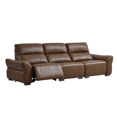 Maharayam Recliner Sofa with Free Stool ,Dark Brown