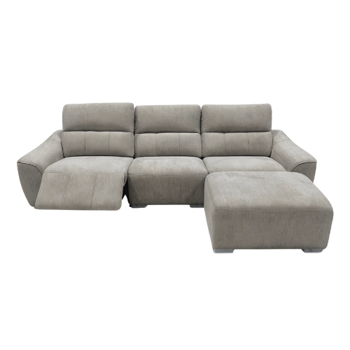 Tanabitara recliner 3 seater sofa, Right seat recliner+left side ottoman, Light Grey