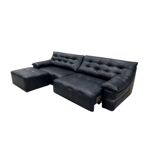 Kalinga electric slide-out sofa with ottoman, Pu leather,Black