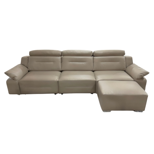 Obshishi Electric Slide-out sofa with ottoman,Remote control, Light Taupe