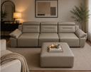 Obshishi Electric Slide-out sofa with ottoman,Remote control, Light Taupe