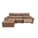 Congolakong recliner 3 seater sofa, Left seat recliner+Right side ottoman,Caramel Brown