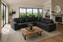 Mahamanlo fabric L shape sofa+ stool, Dark Grey
