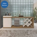 Sao Luis Modern Wine Bar Cabinet with Wine Rack & Mini Fridge Space – Oak & White Console Table