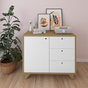 Luziania Modern Oak & White Storage Cabinet with Drawers