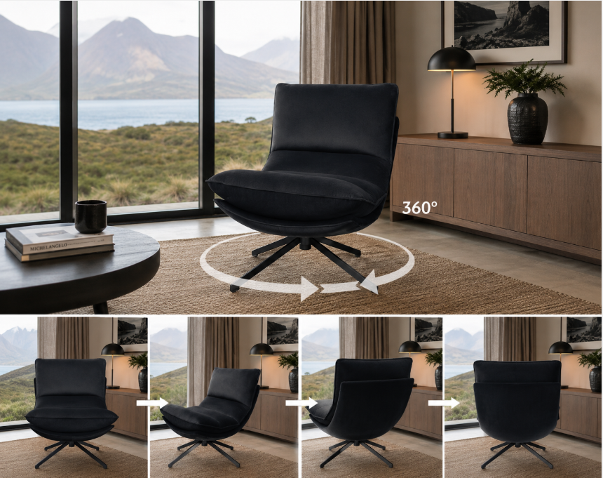 Mahamanvik Swivel Lounge Chair,Black